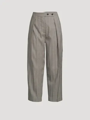High-Waisted Trousers Pinstripe Print