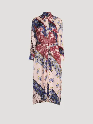 Belted Shirt Dress In Floral Print