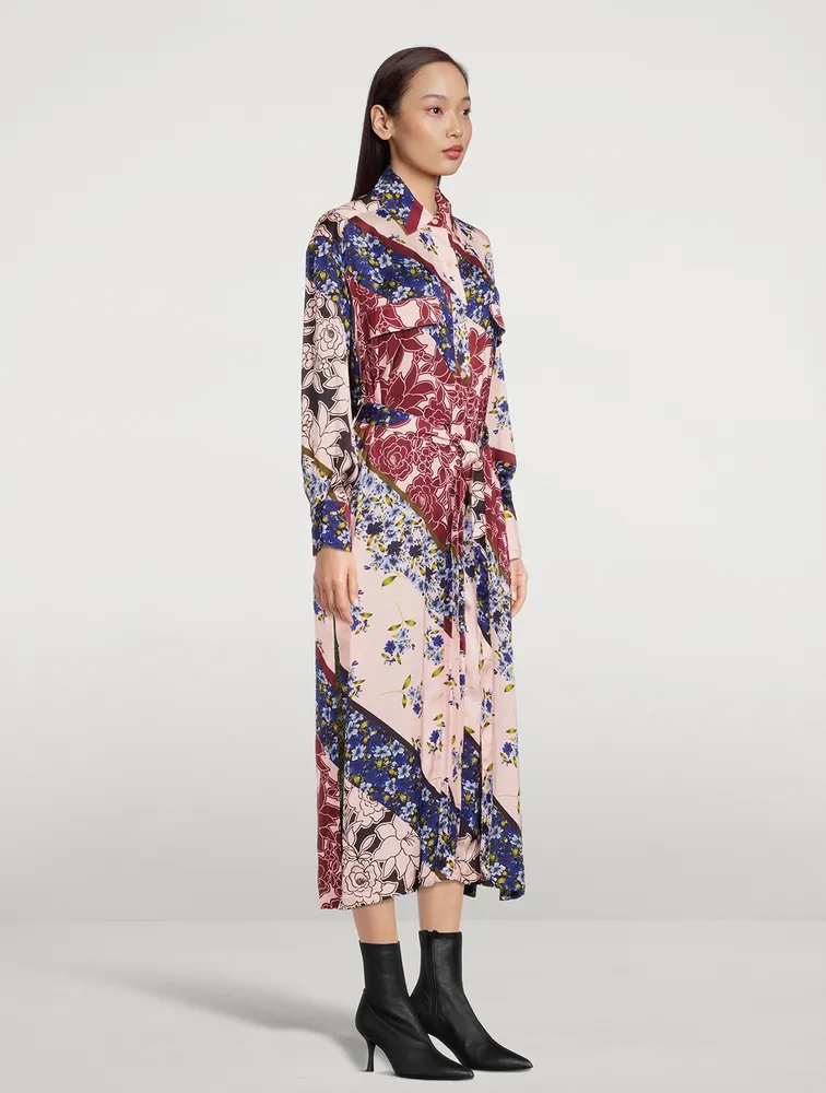 Belted Shirt Dress Floral Print