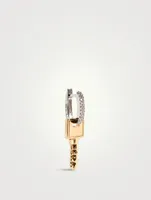 Small Gold And Silver Key Earring With Diamonds