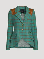 Hunting Wool Blazer Windowpane Check Print