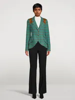 Hunting Wool Blazer Windowpane Check Print