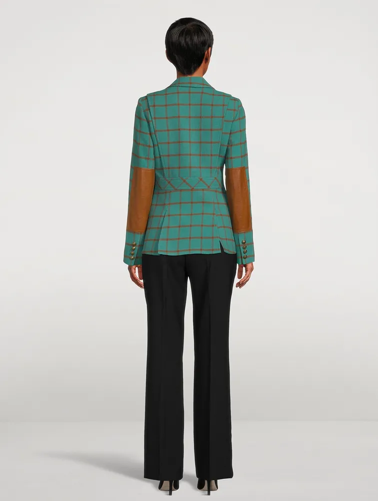 Hunting Wool Blazer Windowpane Check Print