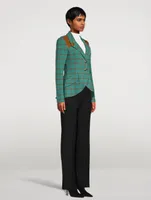 Hunting Wool Blazer Windowpane Check Print