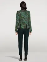 Pouf-Sleeve Blazer Floral Print