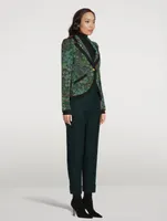 Pouf-Sleeve Blazer Floral Print