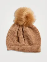 Ginger Cashmere Toque With Faux Fur Pom