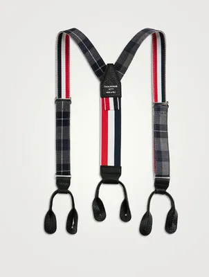 Wool-Blend Tartan School Uniform Suspenders