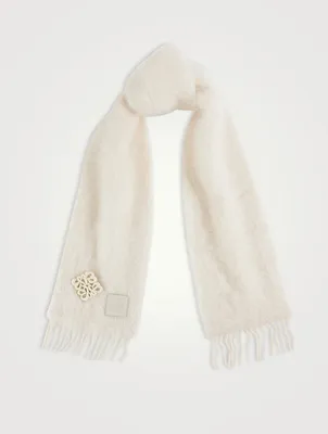 Mohair And Wool Scarf With Brooch