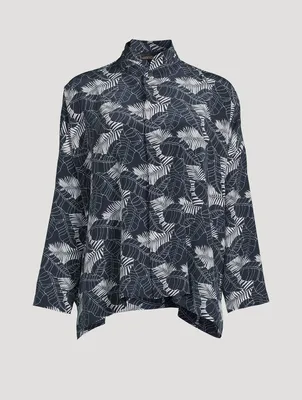 Silk Shirt Tropical Leaf Print