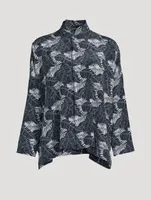 Silk Shirt Tropical Leaf Print