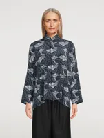 Silk Shirt Tropical Leaf Print