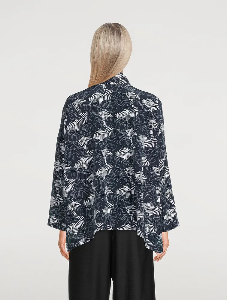 Silk Shirt Tropical Leaf Print