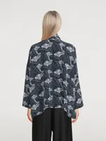 Silk Shirt Tropical Leaf Print