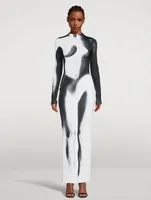 Long-Sleeve Maxi Dress Body Print
