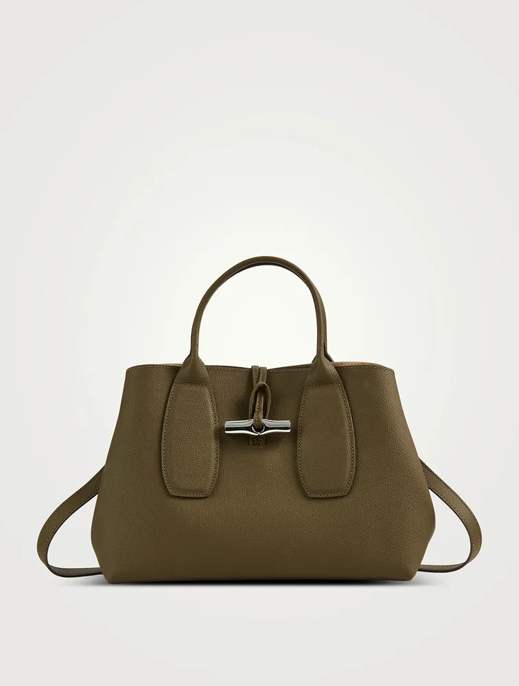 Medium Roseau Leather Top Handle Bag