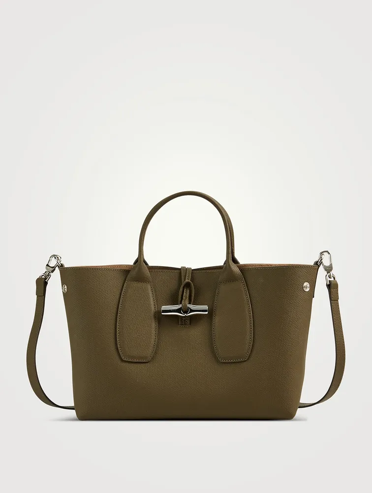 Medium Roseau Leather Top Handle Bag