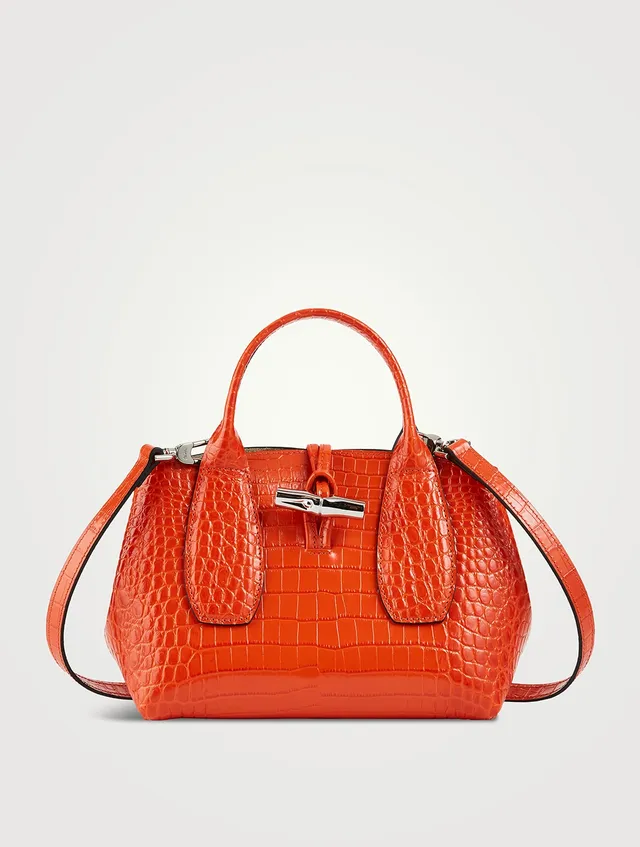 Longchamp Red Croc Embossed Leather Roseau Tote Longchamp