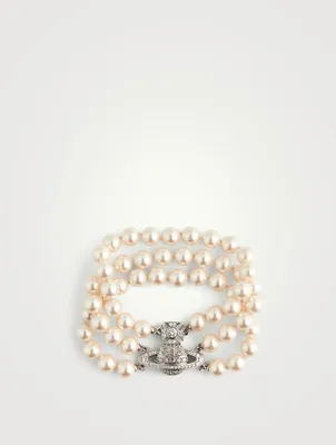 Graziella Three Row Faux Pearl Bracelet