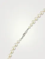 Bas Relief Faux Pearl Necklace With Crystals