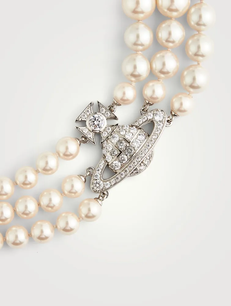 Graziella Three Row Faux Pearl Necklace