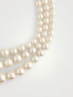 Graziella Three Row Faux Pearl Necklace