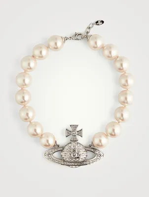 Neysa Logo Faux Pearl Necklace