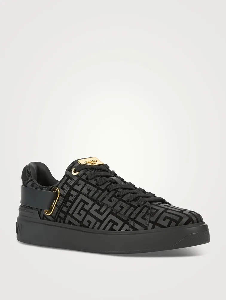 B-Court Leather And Suede Monogram Sneakers
