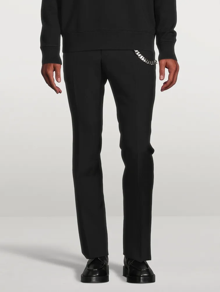 Wool Slim-Fit Pants With Chain