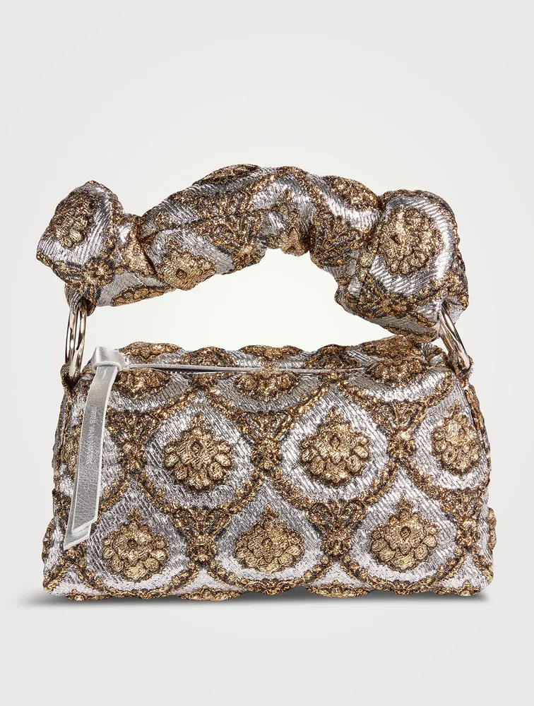 Puffy Metallic Brocade Shoulder Bag