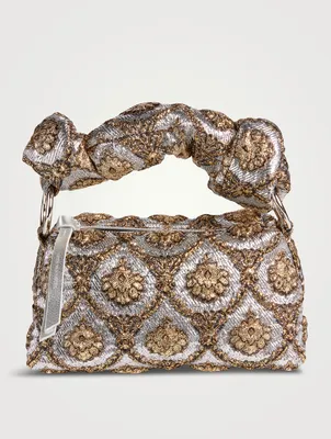Puffy Metallic Brocade Shoulder Bag