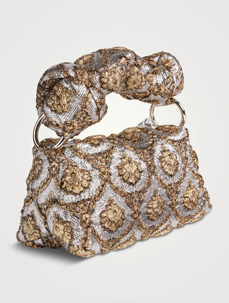 Puffy Metallic Brocade Shoulder Bag