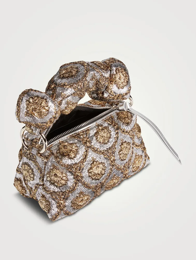 Puffy Metallic Brocade Shoulder Bag