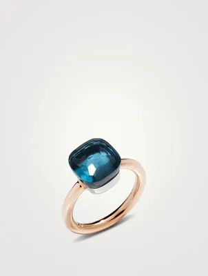 Nudo Classic 18K Rose And White Gold Ring With Blue Topaz