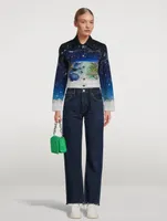 Denim Jacket In Vol Au Nuit Print