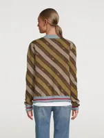 Diagonal Stripe Jacquard Cardigan