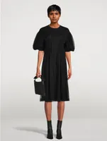 Sculpted T-Shirt Dress With Tulle Overlay