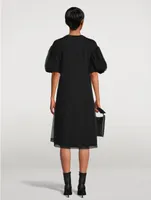 Sculpted T-Shirt Dress With Tulle Overlay