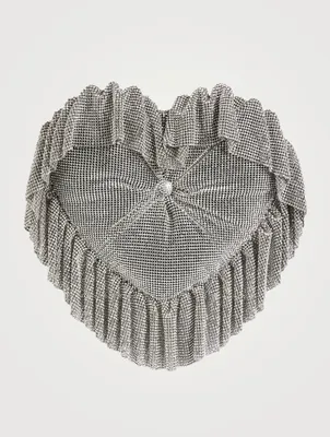 Heart Pillow Crystal Mesh Clutch