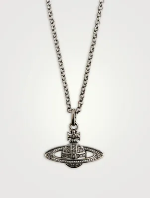 Mini Bas Relief Chain Necklace With Crystals