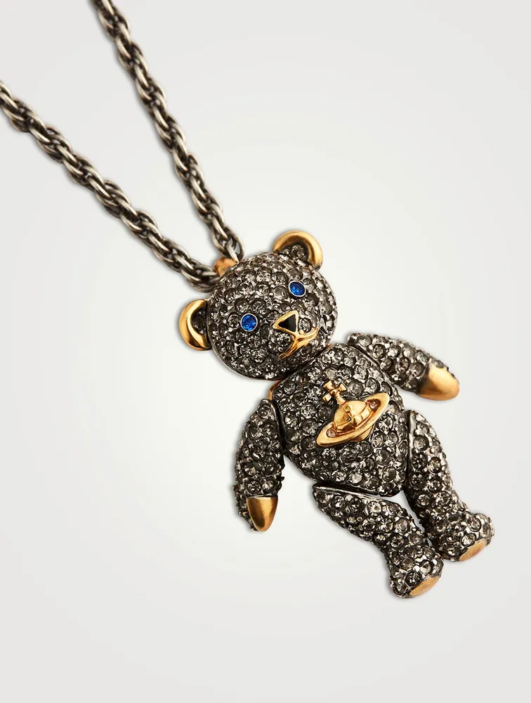Teddy Pendant Necklace With Crystals