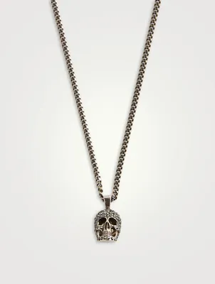 Pavé Skull Pendant Necklace With Crystals