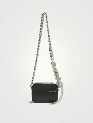 Knot And Crystal Chain Leather Camera Bag