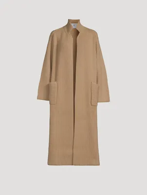 Mandkhai - Light Brown Cashmere Ribbed Kimono Jacket