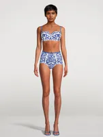 High-Waisted Bikini In Majolica Print