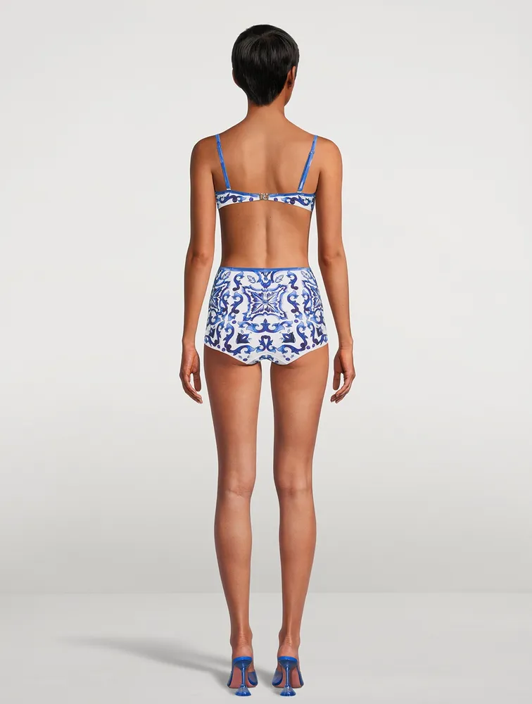 High-Waisted Bikini In Majolica Print