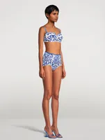 High-Waisted Bikini In Majolica Print