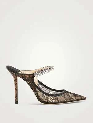 Bing 100 Lace Mules With Crystal Strap