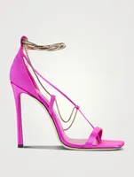 Oriana Chain-Embellished Satin Sandals