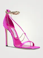 Oriana Chain-Embellished Satin Sandals